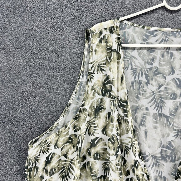 Womens cardigan Lightweight Top Plus Size white green Floral sheer Sleeveless - Picture 5 of 11
